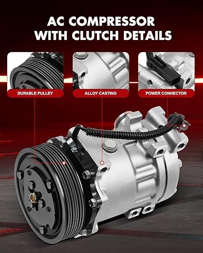 Miniatura 2 de Compresor de AC apto para 1996-2001 para Dakota 3.9L 1996-1999 para Dakota 5.2L 1998-1999 para Durango 3.9L 1998-2001 para Dakota 5.9L, compresor de