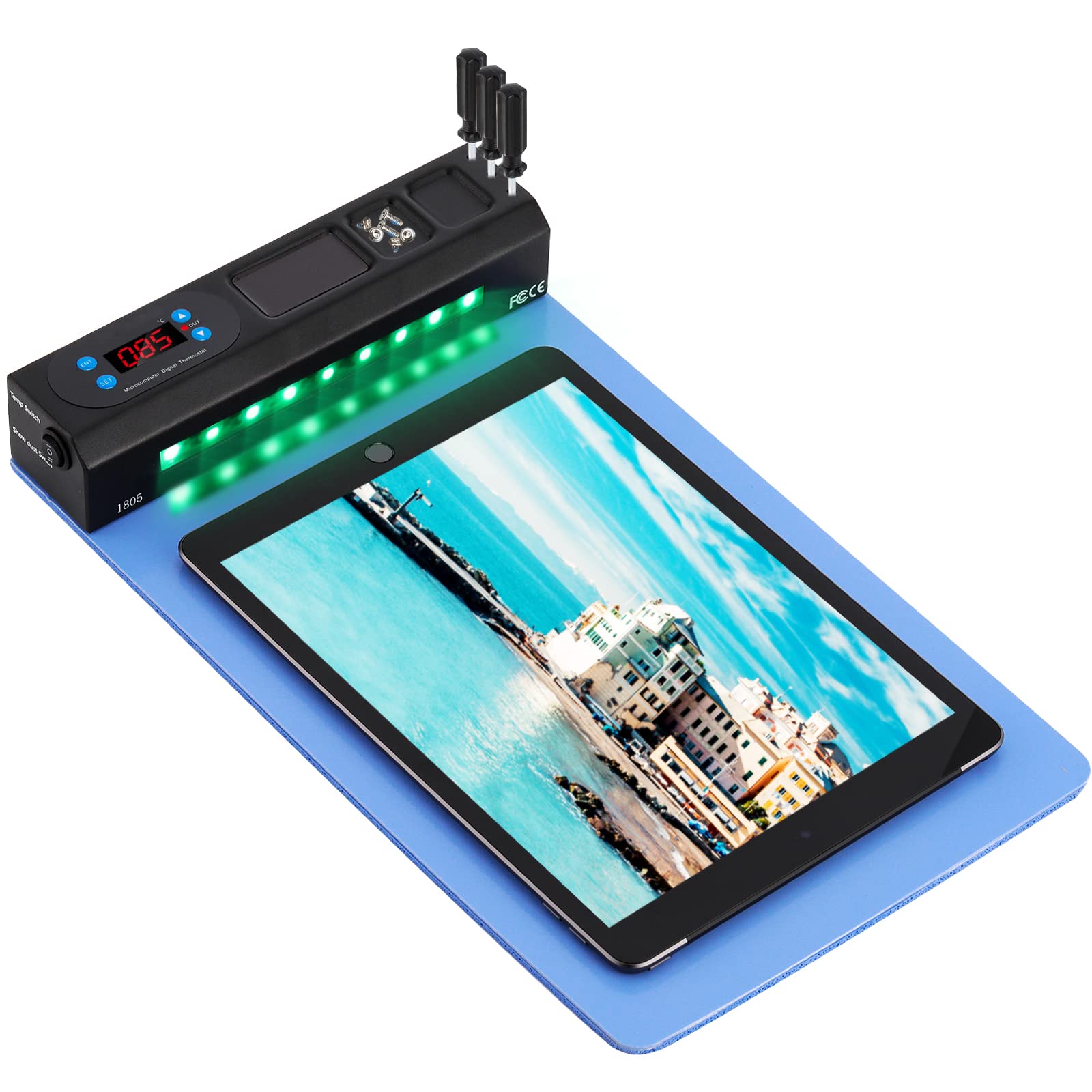 Heating Pad with Built-in Led Light, Fast Heat Plate LCD Screen Separator Machine for Phone Ipad Repair 14.2” Heat Mat Screen Removal Tool with Accessory Storage (110V/220V)