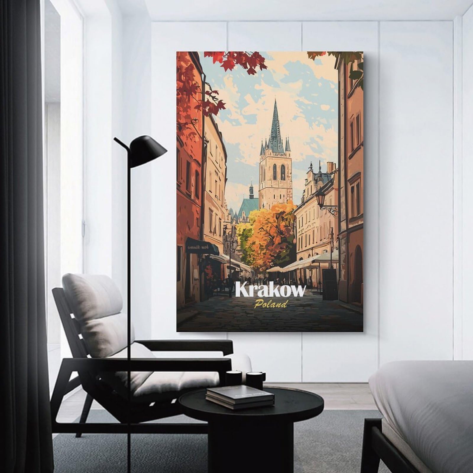 Junmoney Room Decor Wall Art Krakow, Poland Cityscape Art, 24x36inch(60x90cm), for Flats, Guest Rooms Or Compact Rooms, Wall Decor with Flexible Room Appeal