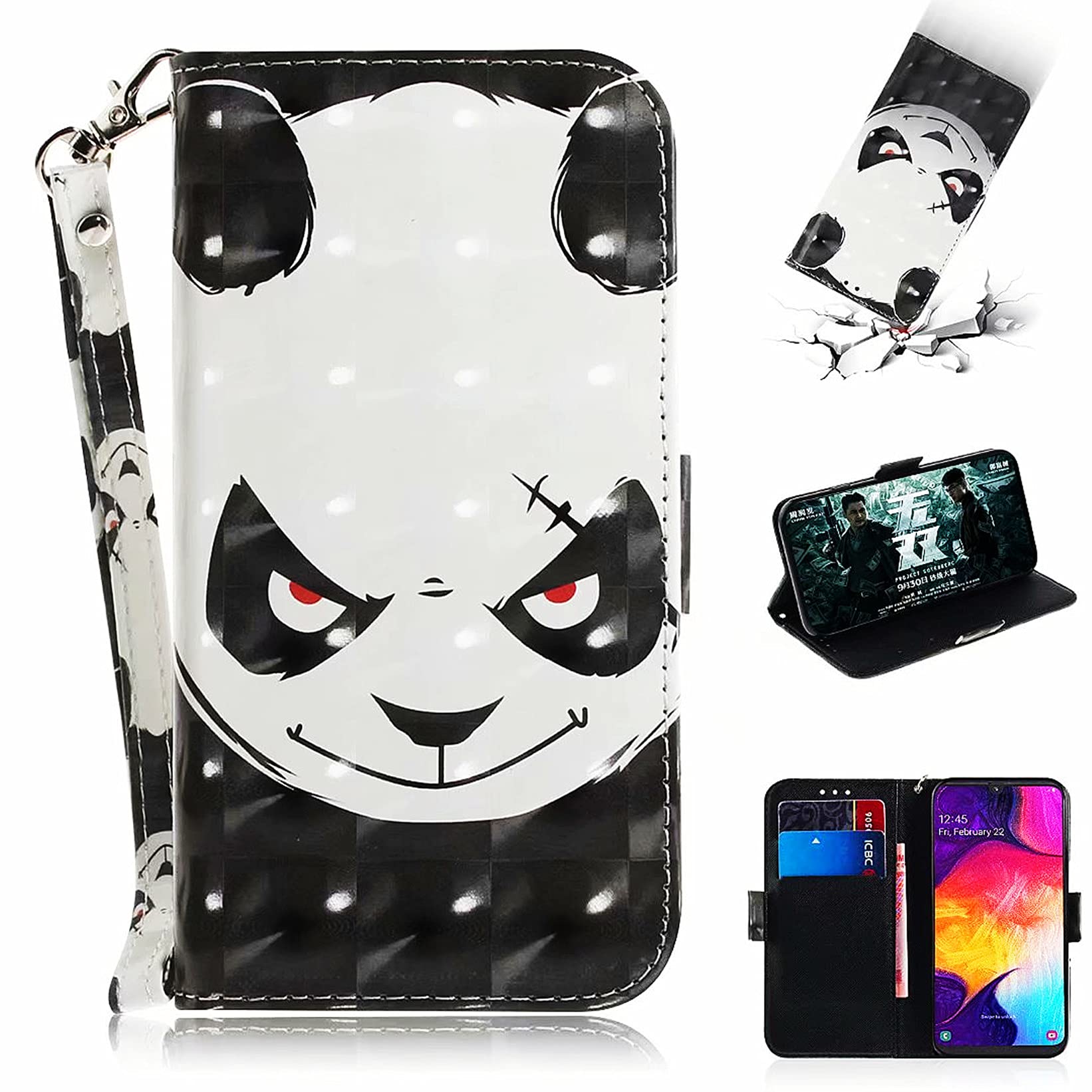 MTQLX Case for Moto G7/Moto G7 Plus Wallet Phone Case 3D Animal Cute Pattern Wallet Cover with Credit Card Slot ID Card Holder with Kickstand Folio (Angry Panda)