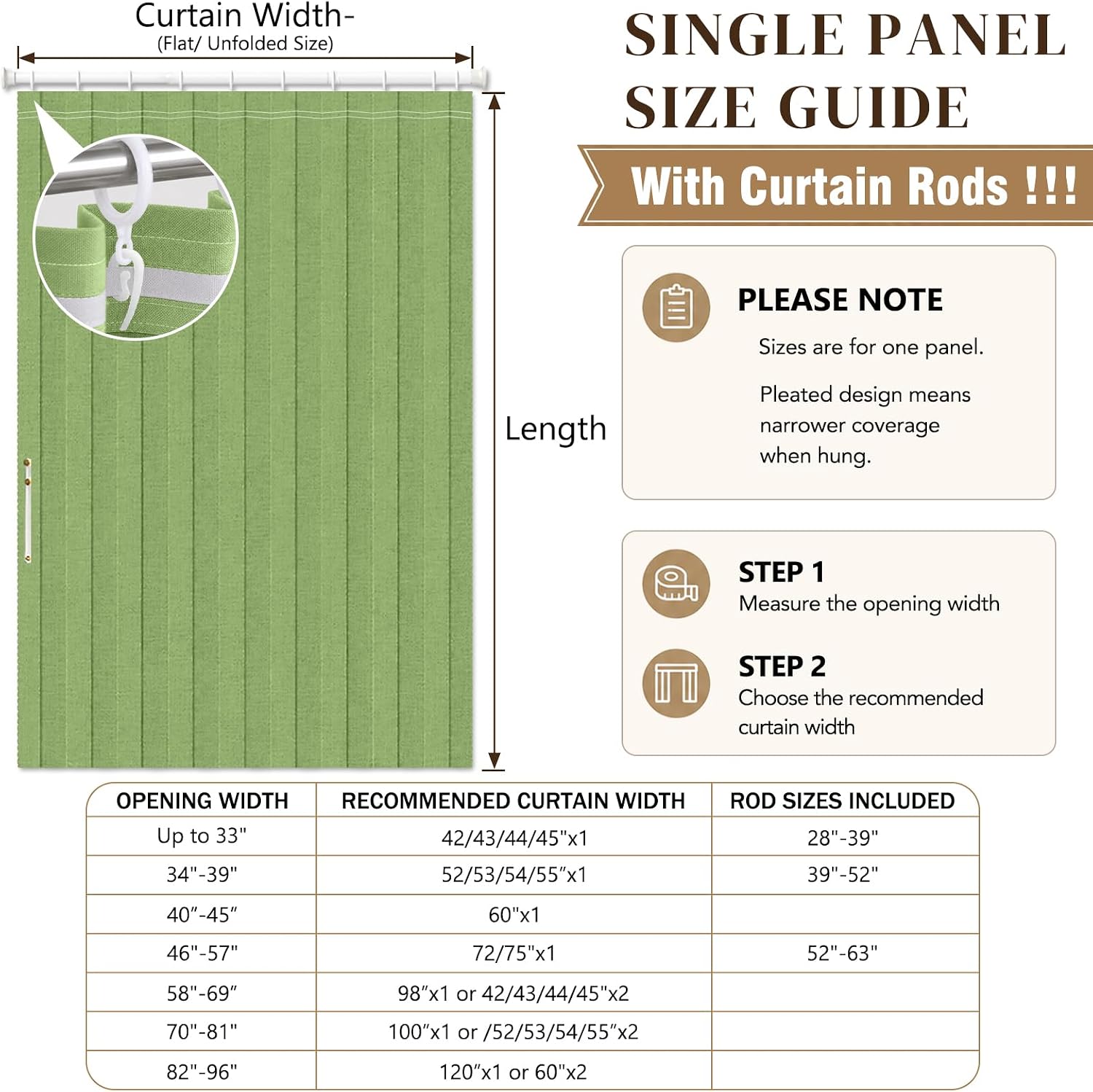 AJAZZ Blackout Accordion Doors with Curtain Rods 28-39 in Length Magnetic Door Curtain Invisible Folding Door for Bedroom Living Room Doorway Curtain Sets (1 Panel, 42 W x 78 L, Green) image 2
