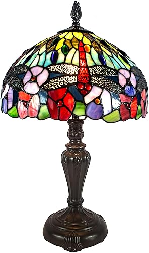 Dale Tiffany TT19046 - Lámpara de mesa tradicional estilo Tiffany de 20 pulgadas de alto, con base de metal, base de metal, hecha a mano, pantalla