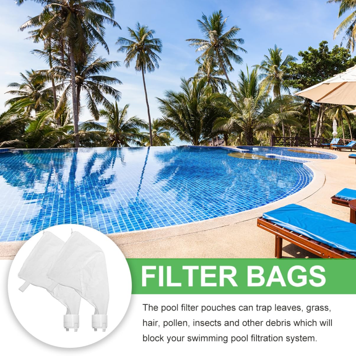 SUPVOX 2 Juegos Bolsa Piscina Bolsas De Limpieza De Piscina Skimmer De Red De Bañera De Hidromasaje Piscina Neta Bolsa De Repuesto para Limpiador De Piscinas Poliéster 2 Piezas * 2