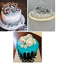 Party Crave Mirror Faux Ball Cake Decoration Topper/Disco Faux Ball For Disco Theme Parties & Many More Cake Decorations(4pc packing) (Dark Green) gallery image