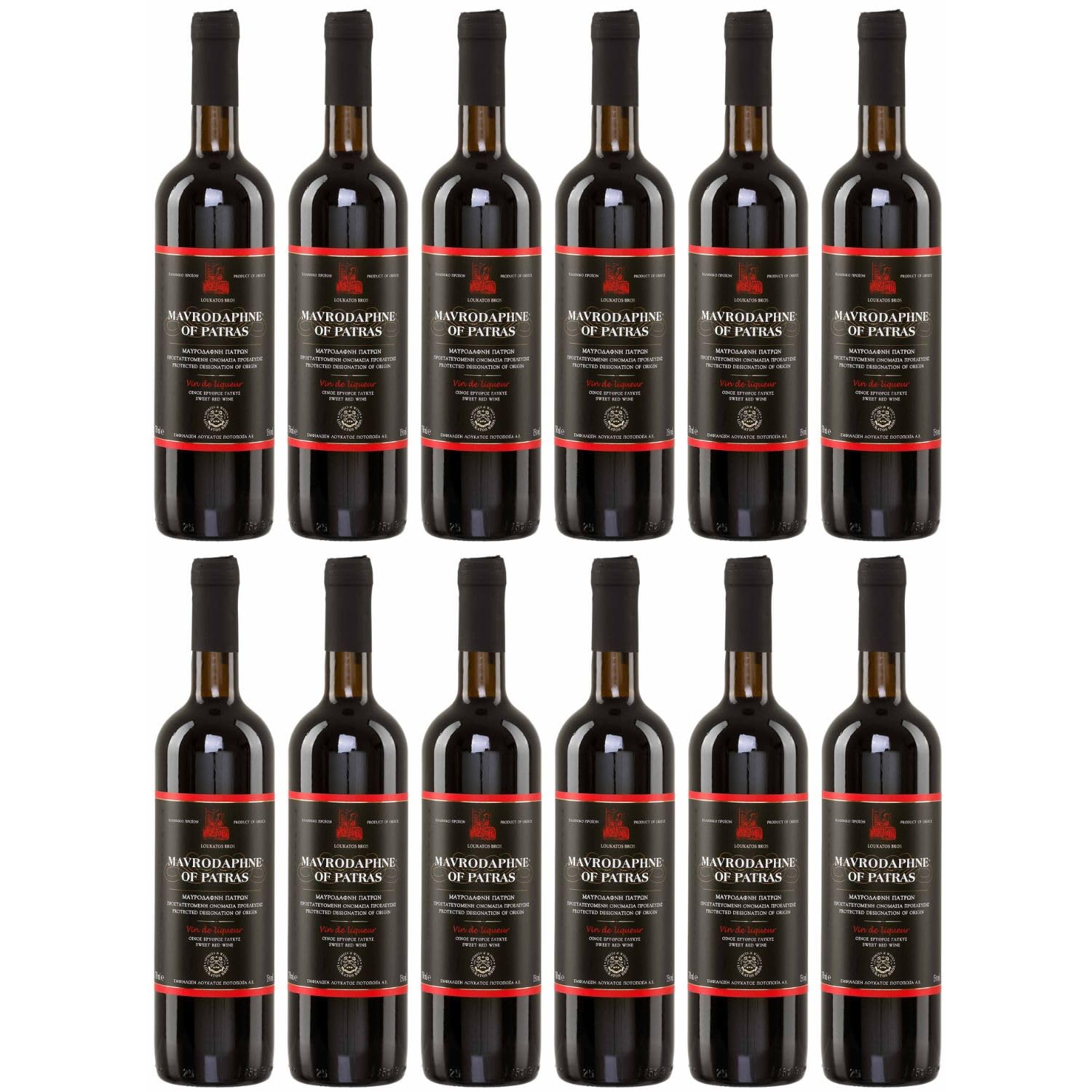 Mavrodaphne aus Patras 12x 0,75l P.D.O. Loukatos Likörwein rot | 15% Vol. | + 20ml Jassas Olivenöl