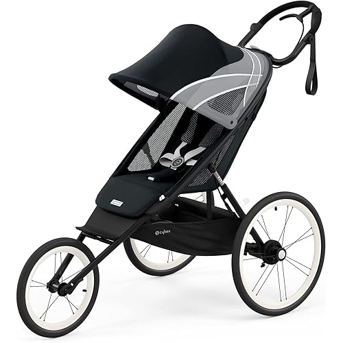 CYBEX AVI Jogging Stroller, Lightweight Aluminum Frame, Compact Fold for Storage, Height-Adjustable Handlebar with One-Handed Steering, Rear-Wheel Suspension & Handbrake, For Infants 9 months+