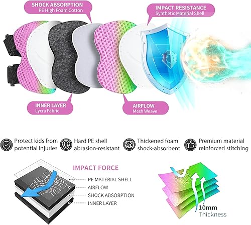 Miniatura 5 de JeeFree Skateboard Pads KidsYouthAdult Shield Elbow Pads and Wrist Guards Protective Gear,Strong Double Straps&Adjustable Easy-Fix Clips for