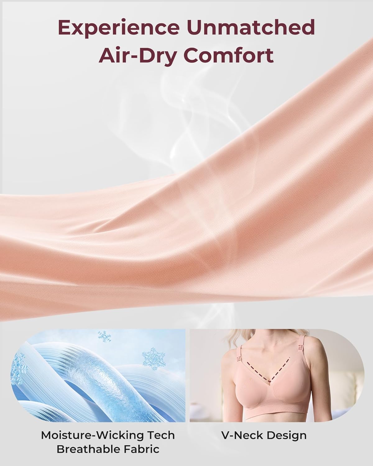 Momcozy CoolFit Nursing Bras for Breastfeeding, Fixed Padding Ultra Stretch Seamless Jelly Strip Maternity Bra, Wireless - Image 3