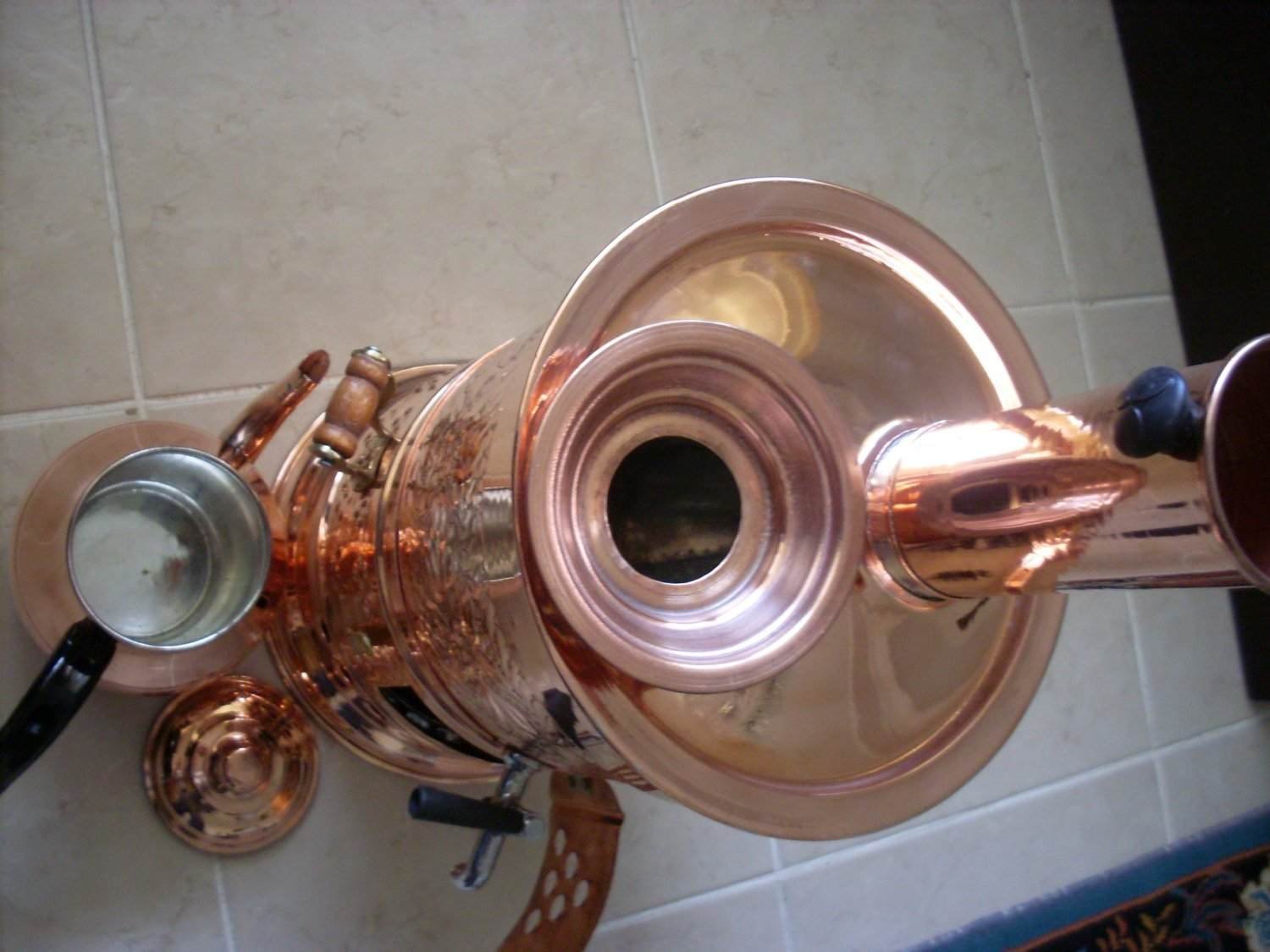 Miedziany samovar czajniczek i czajnik podgrzewacz wody 5 l kemping piesze wędrówki polowanie grill wewnątrz ocynowany węgiel drzewny i drewno opałowe dekoracyjny semiaver