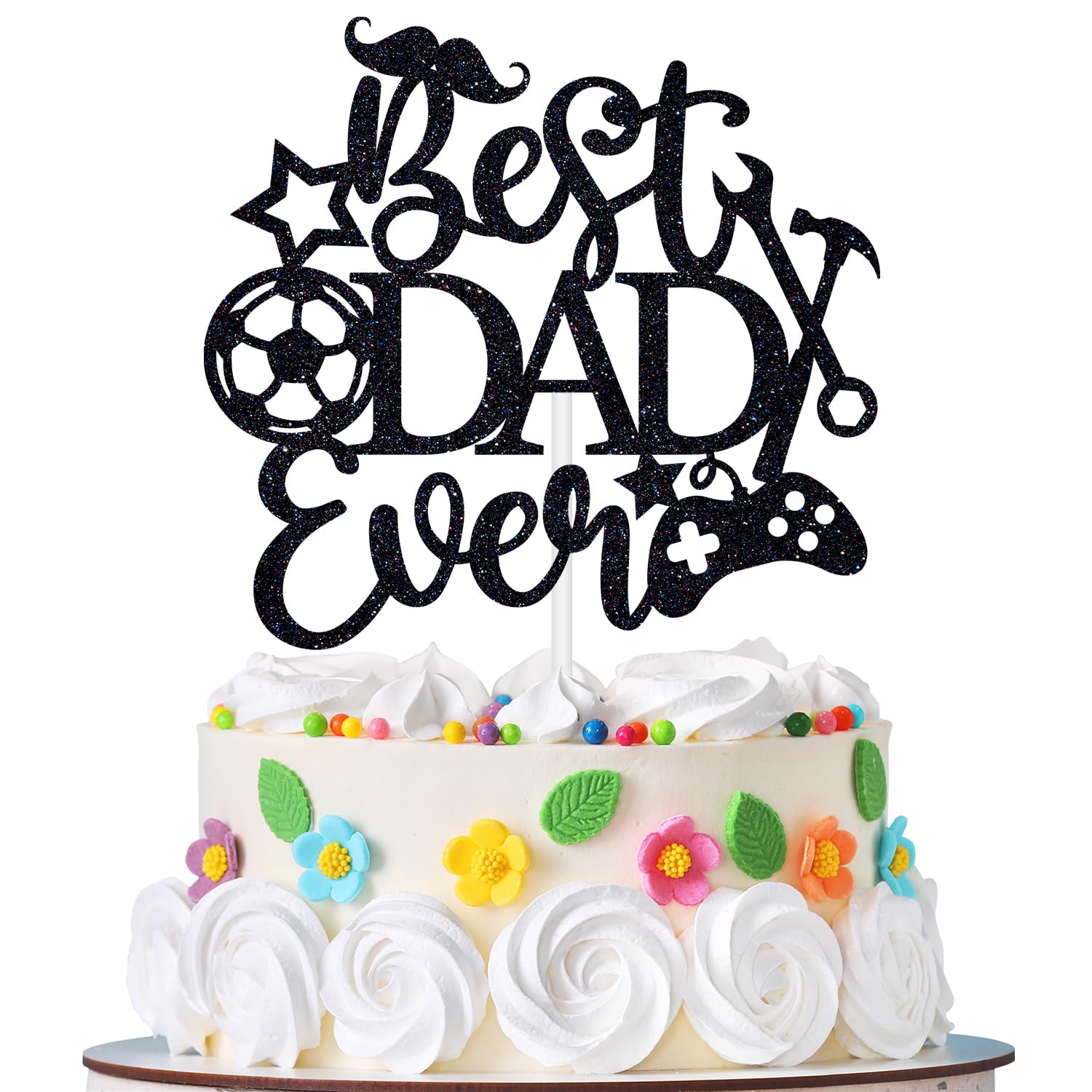 Best Dad Ever Cake Topper, Happy Father’s Day Cake Decor, Super Dad, Happy Father’s Day Daddy Birthday Party Decorations Supplies
