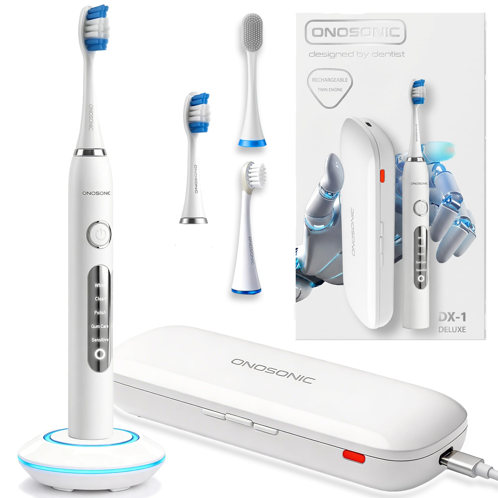 DX-1 USB SONIC ELECTRIC TOOTHBRUSH with USB TRAVEL CASE