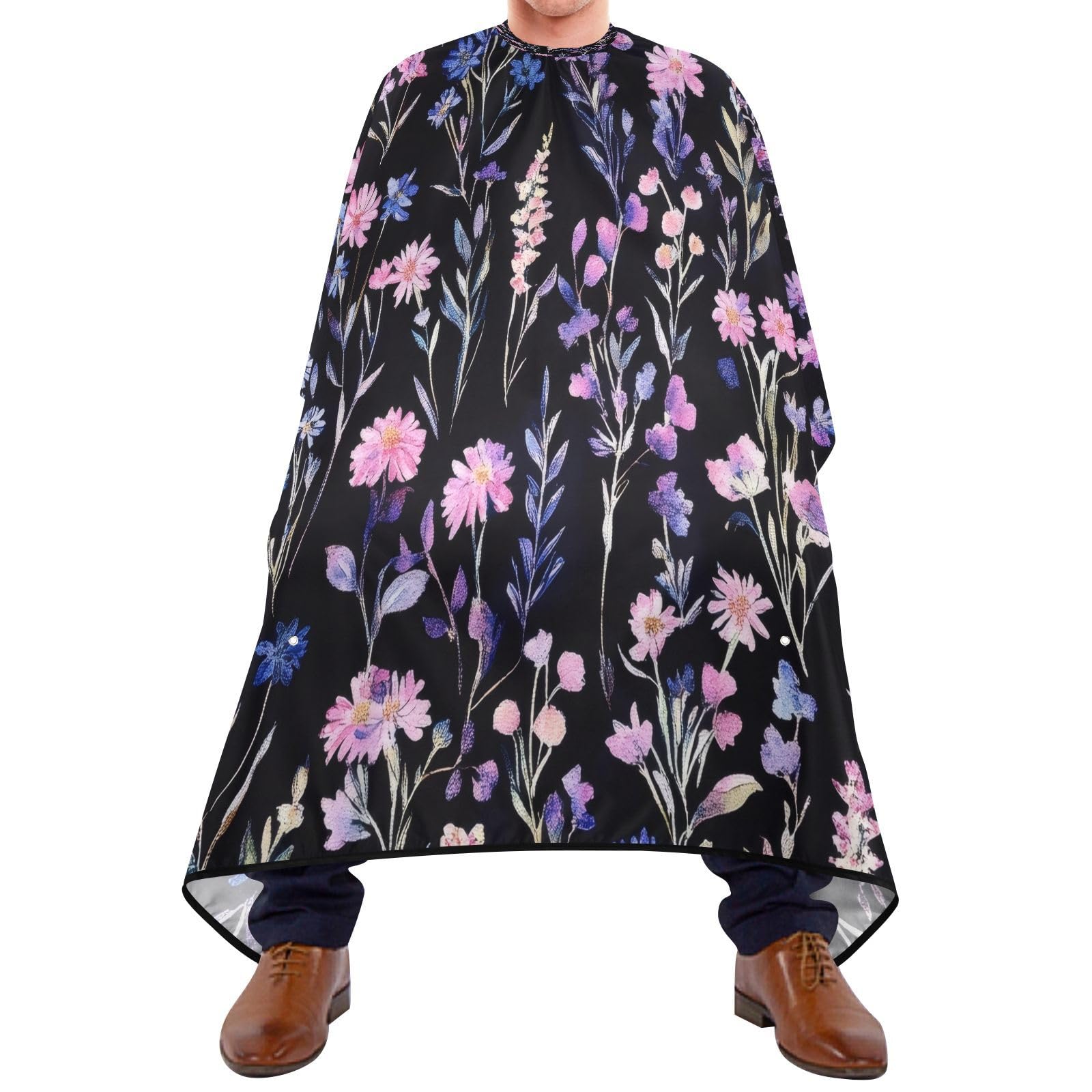 Takiito Floral Pattern Barber Cape for Men, Waterproof Haircut Cape Hairdressing Cape Beard Apron Cape for Salon Home Use, 55x65 in