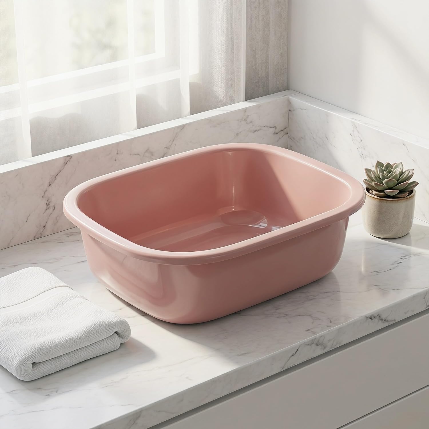 Plastic Wash Basin Rectangular Portable for Face and Dish Use