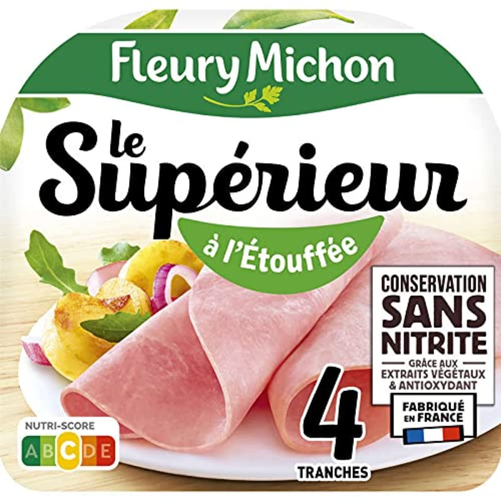 Supérieur - Jambon - Conservation sans nitrite - 4 tranches - 140g