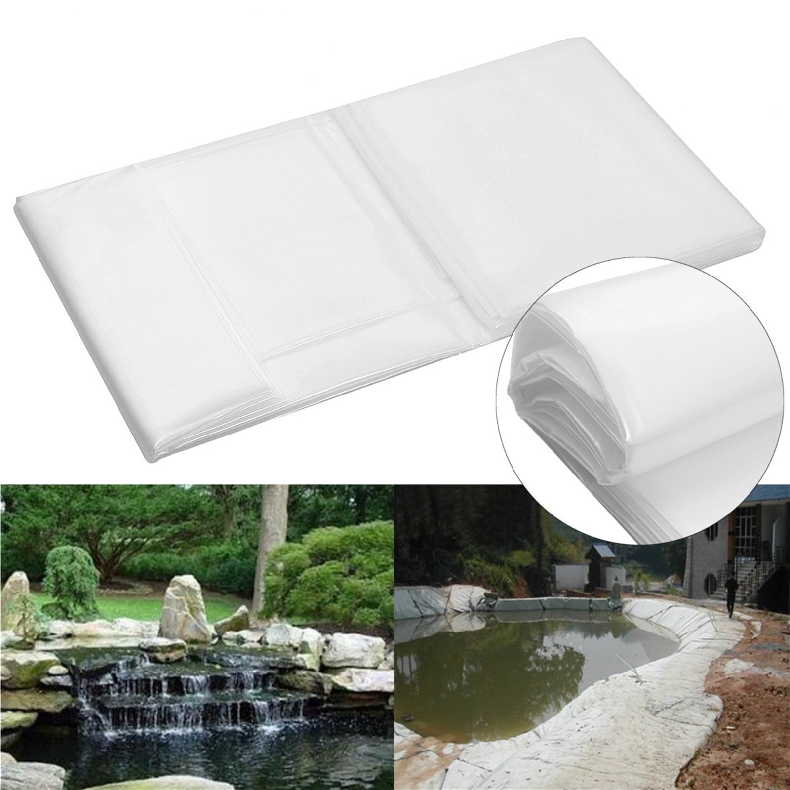 dDanke HDPE Pond Liner Multi Sizes Pond Liners for Outdoor Ponds Fish Pond Liner Small Ponds Streams Fountains and Garden Waterfall (2 x 5m/6.56 x 16.40ft)
