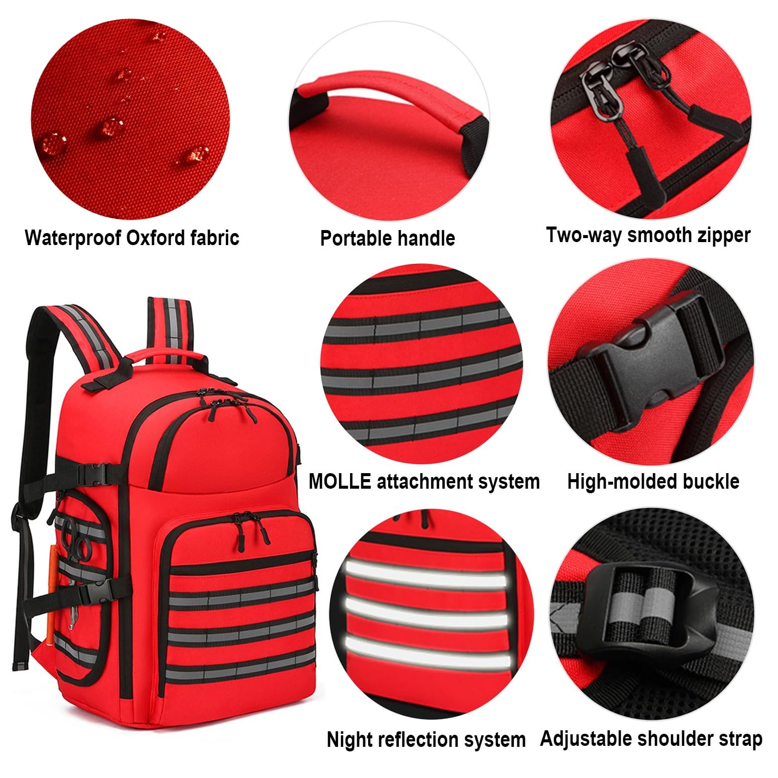 Erste Hilfe Kit Leer Rucksack Medizinischer Notfall Kits-Wasserdicht Verschleißfest Verstellbarer Riemen Atmungsaktiv Rücken Erste Hilfe Tasche für Reisen Haus,Auto,Arbeitsplatz & Outdoor