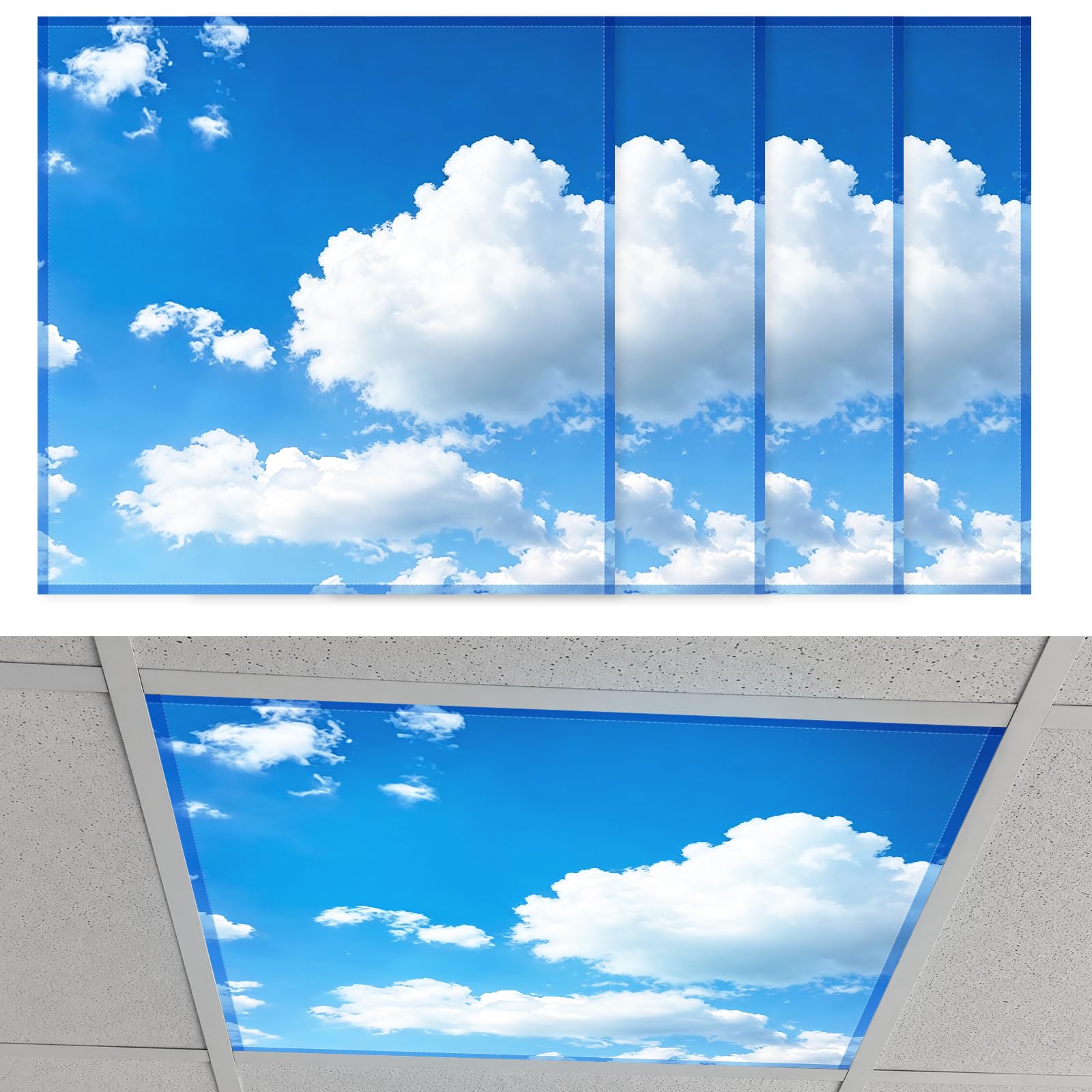 4 Pack Fluorescent Light Covers for Ceiling Lights, 2 * 2 feet Magnetic Fluorescent Light Covers, for Classroom Office Hospitals Lights Fixture Covers Replacement