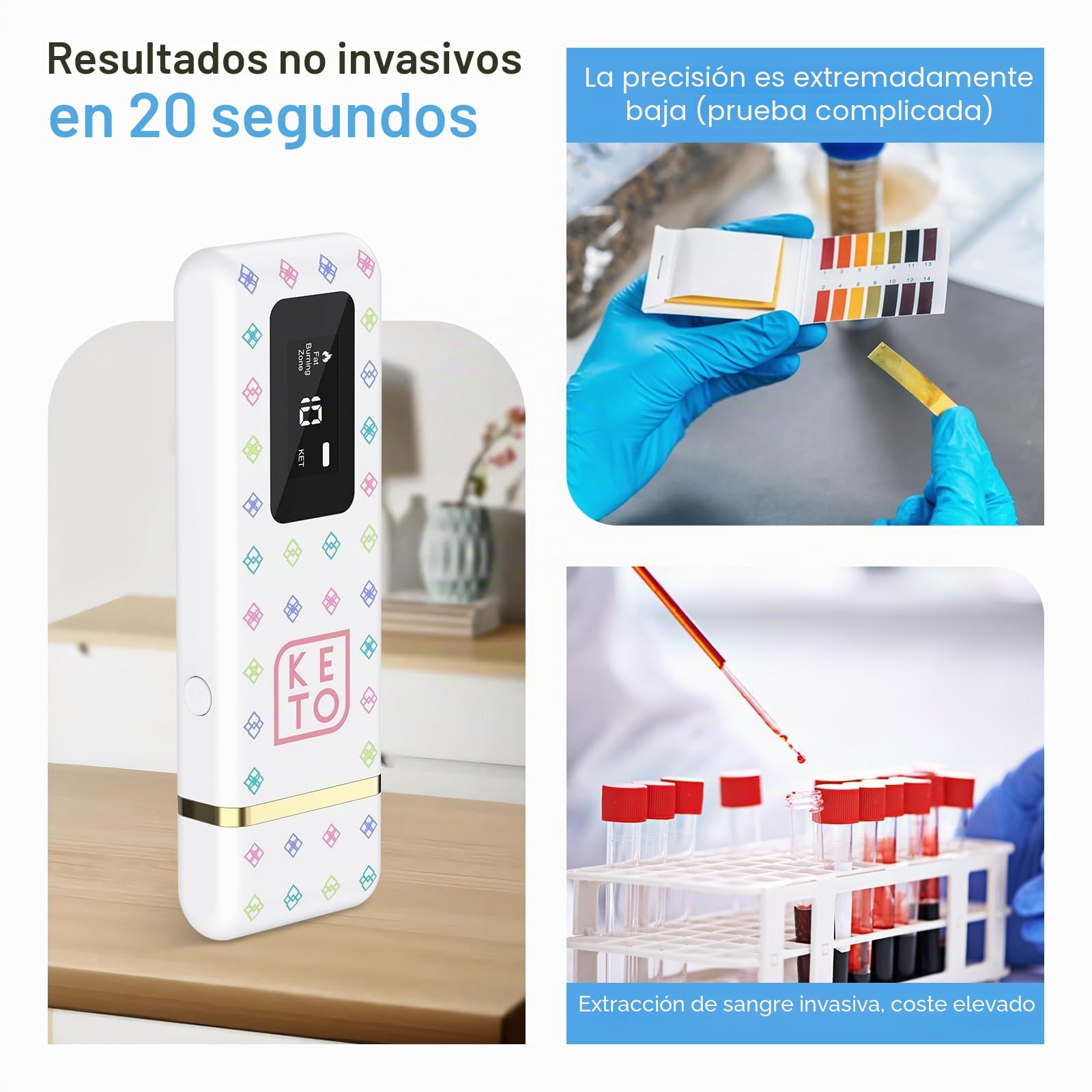 Medidor de aliento de cetona de última generación con memoria de 64 lecturas, analizador de cetonas recargable para rastrear tendencias de cetosis, probador de aliento de acetona portátil para dietas