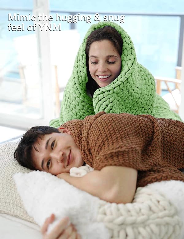 YnM Chunky Throw Blanket, Medium-Weight, Hand Knitted, Skin Friendly, Ventilated and Breathable, Machine Washable, Home Décor Piece for Couch, Sofa and Bed (Avocado Green, 50x70 Inch) by YnM - Image 13