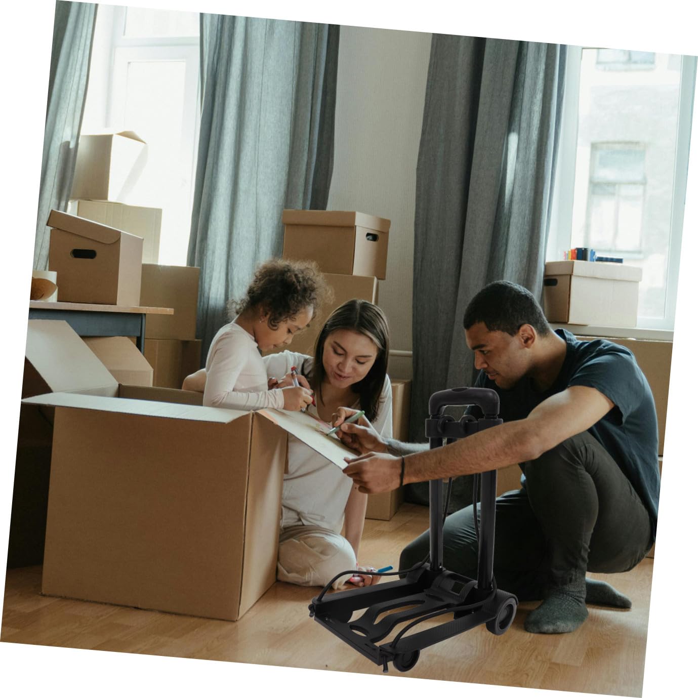 IMIKEYA Carrito Ligero y Compacto de Mano Plegable Estructura de Hierro y Ruedas Giratorias para Compras y Mudanzas Diarias