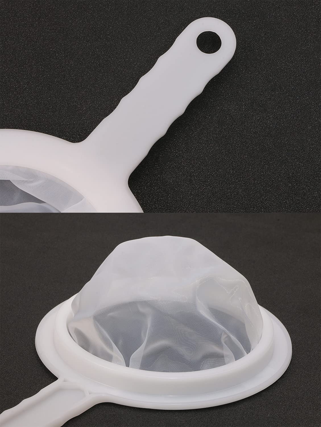 Colador de malla ultrafina de malla 100 para cocina, cuchara de filtro de malla de nailon con asa, herramienta de cocina para leche de soja, jugo, vino (1 unidad) 3