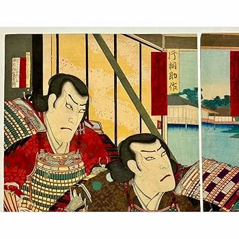 明治　浮世絵木版画　豊原国周印　極上　金瓶楼遊戯　硝子張り図　藍版画　二枚続 明治 浮世絵木版画 豊原国周印 極上 金瓶楼遊戯 硝子張り図 藍