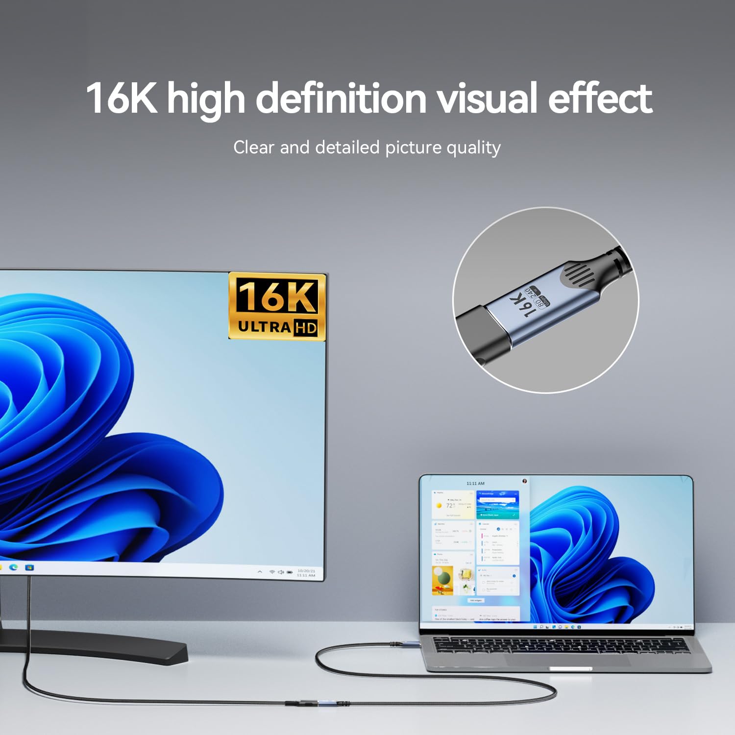 1ft/0.3M usb c to usb c Extension Cable Compatible with Thunderbolt 5, high Speed 80gbps Data Transfer,240w USB 5 Type C Male to Female Extension Cable 5A Fast Charging,8K/16K Video Display. - Image 3