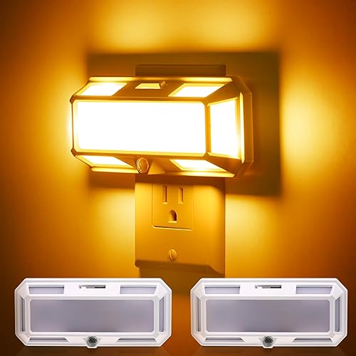 Bright Amber Night Light, LOHAS Night Lights Plug into Wall[2 Pack], 0-250LM LED Night Light, Dusk to Dawn Sensor, 2W 2000K Dimmable Nightlight for Bathroom, Hallway, Bedroom, Adults, Kids, Stairway