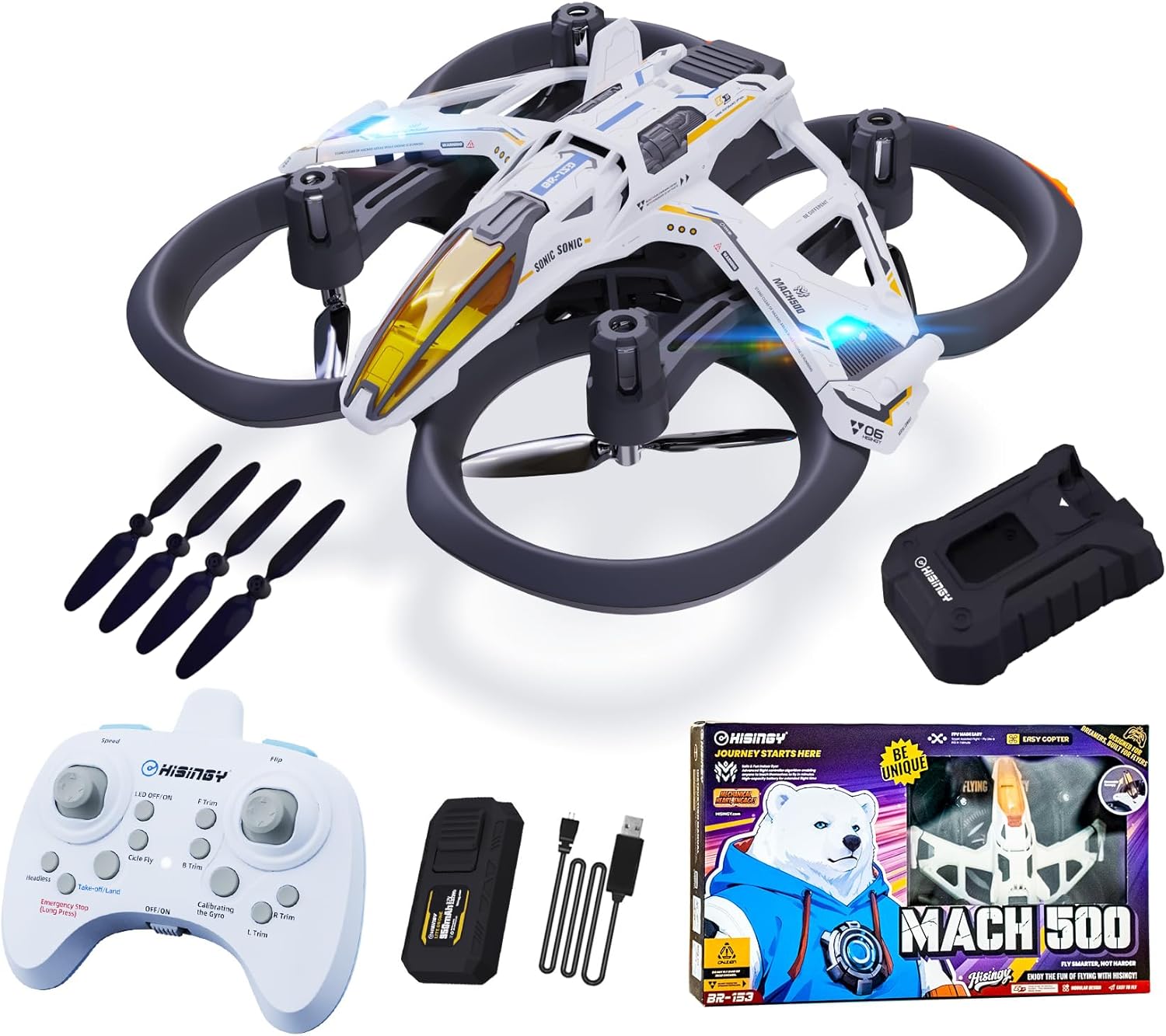 MACH 500 Toy Drones for Kids with Replacement Blade Propellers (4 pcs) and High Efficiency Battery Charger,Mini Micro Nano Indoor RC Quadcopter for Age 8-12 10-15 12-14,Kids Drone with LED Lig