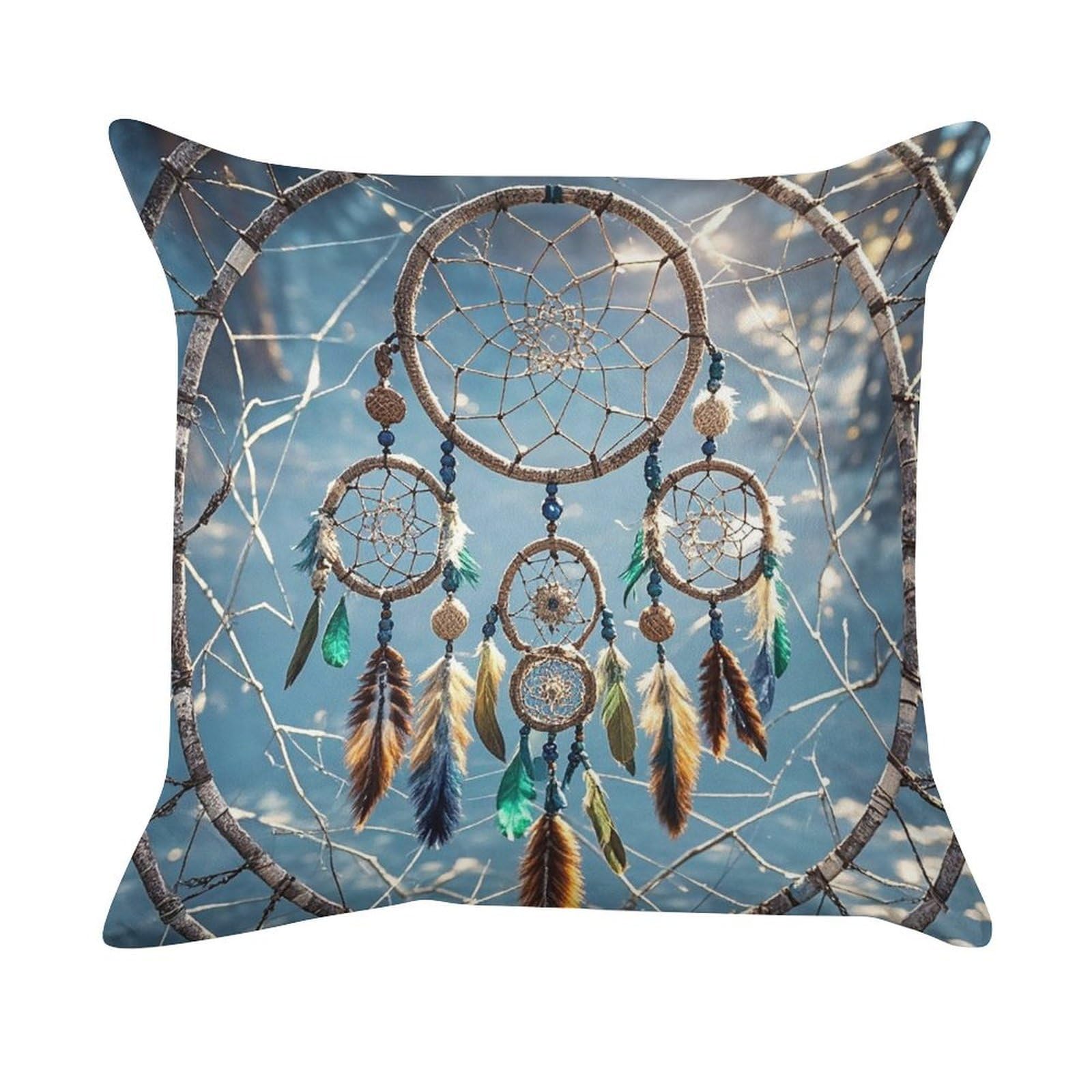 FekiLoot Dream Catcher Pillow Covers Luxury Velvet Square Pillowcases Throw Pillows Case with Invisible Zipper Decorative Velvet Cushion Covers Ultra Soft Lumbar Pillow Shells
