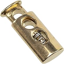 AERZETIX - C78265 - Set of 4 cord stopper with 2 holes and spring - cord lock - opening 5 mm - in metal - gold colour