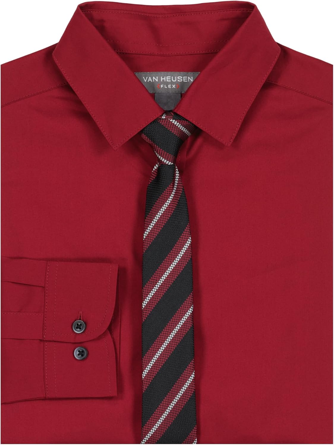 Van Heusen Boys' Long Sleeve Collared Button-down Dress Shirt and Tie Set - Image 2
