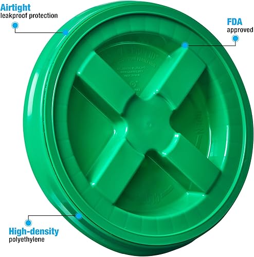 Miniatura 6 de Consolidated Plastics Cubos verdes de grado alimenticio de 5 galones  tapas de sello Gamma almacenamiento de recipientes sin BPA cubos de HDPE