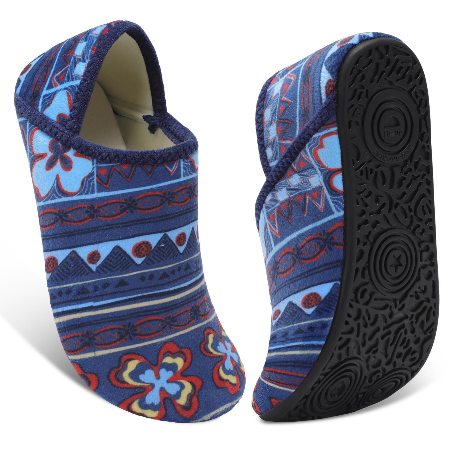 Fires Womens Mens Slippers with Rubber Sole Soft-Lightweight House Slipper Socks Around House Shoes Non Slip Indoor/Outdoor