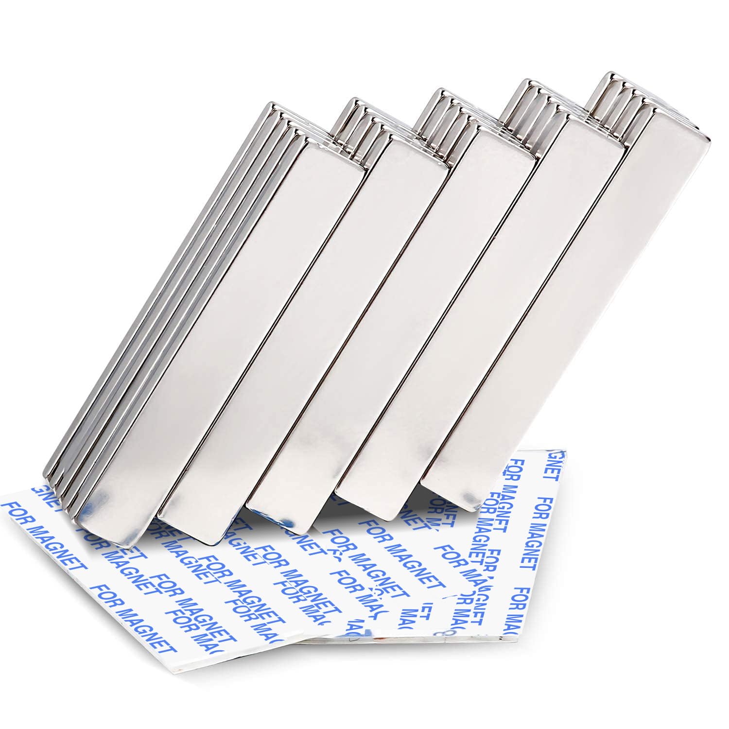 MIKEDE Strong Neodymium Magnets Rectangular Magnetic Small Powerful Rare Earth Magnet for Crafts Refrigerator Office Classroom Kitchen 60x10x3 mm Silver 25 Pack