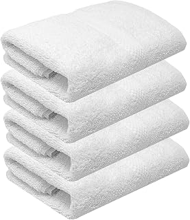 13x13 inches Premium Suit touch, Wash Cloths Set,100% Cotton, Absorbent and fast dry, Soft Feel Essential Washcloths for Bathroom, Spa, Gym, and Face, fingertip towel,Daily use(Pack of 4)White