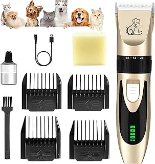 Cortapelos para Mascotas, Unipampa Maquina Cortar Pelo Perros Profesiona, Cortapelos Eléctrico, Cortadora para Gatos, Mascotas, Cortapelos Recargable, Cortapelos para Perros con 4 Peines Guía