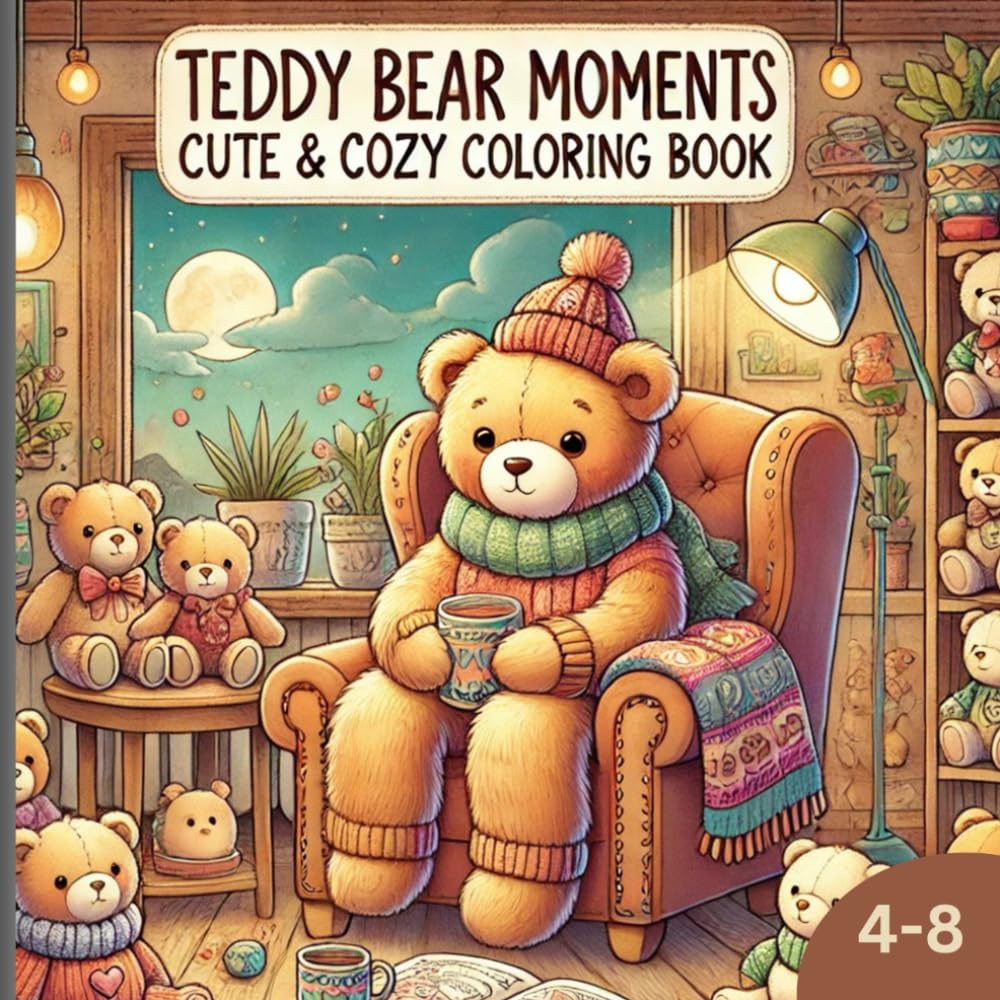 Teddy Bear Moments Cute & Cozy Coloring Book: Adorable Bear Adventures: A Cute and Cozy Coloring Book for Kids and Adults with Whimsical Designs, ... Moments to Spark Joy and Creativity"