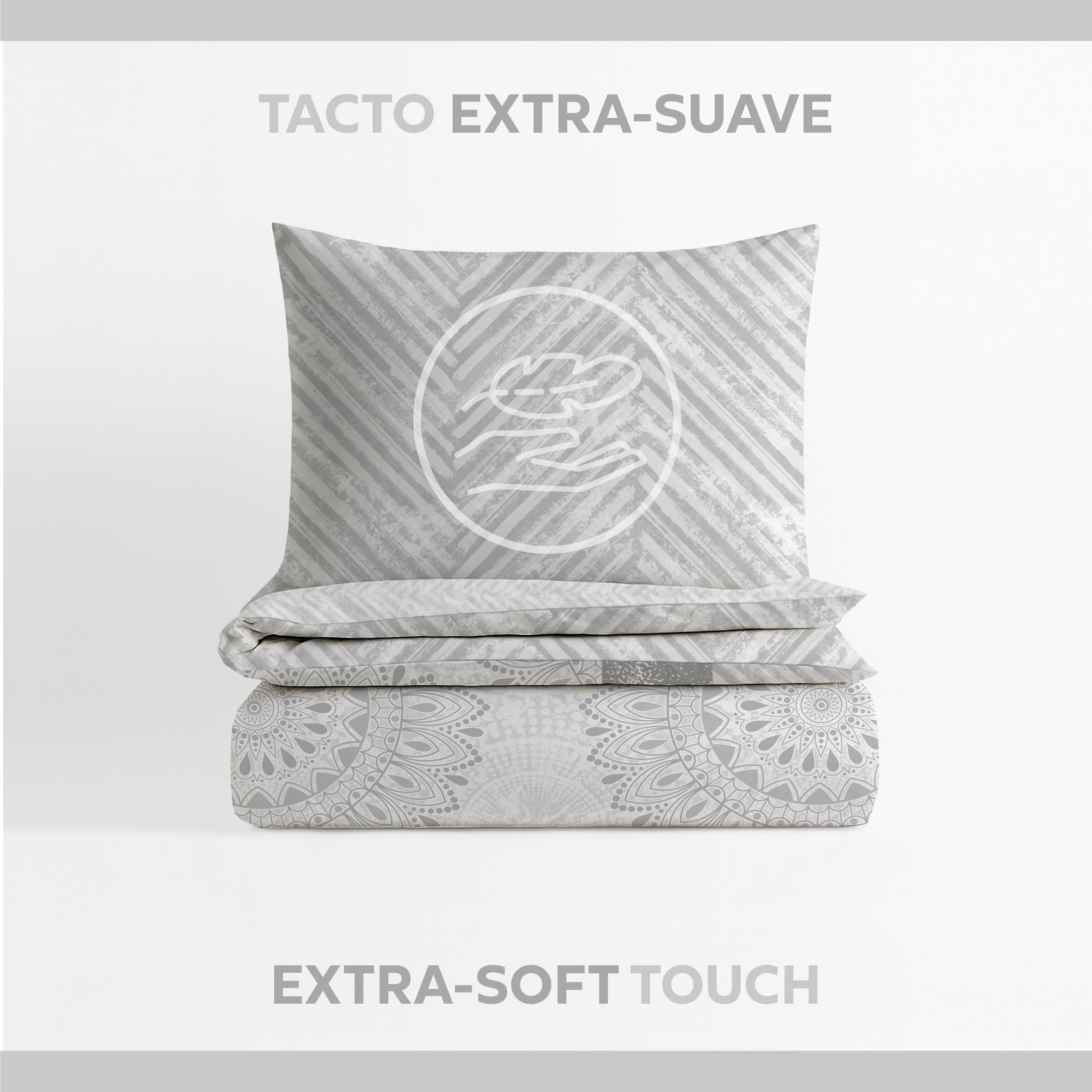 Textilhome Beddengoed Dekbedovertrek Set 260x240 cm – Microvezel – Omkeerbaar – Inclusief 2 Kussenslopen 70x40 cm – Natuurlijke Ramas – Verborgen