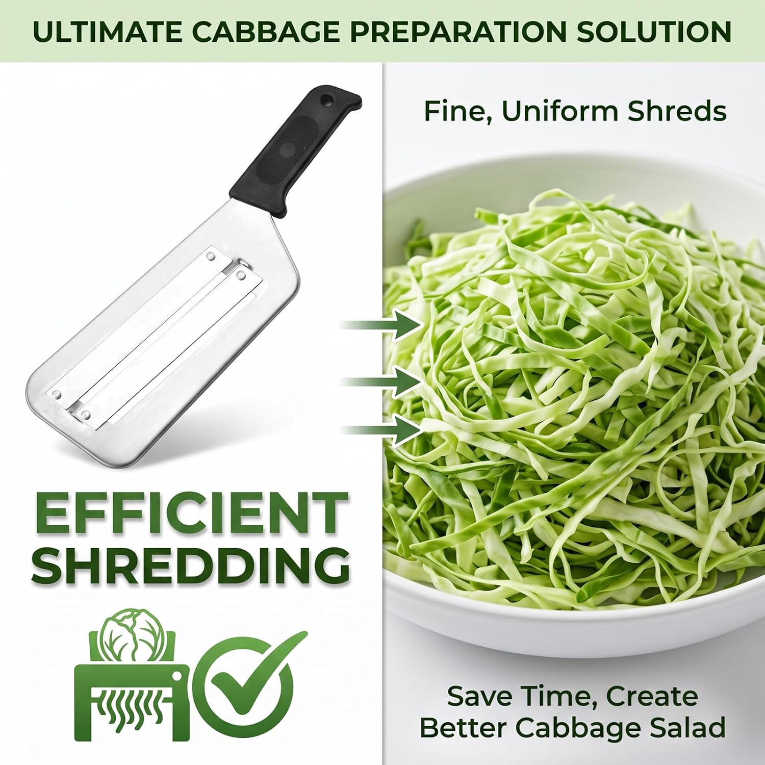 Cabbage Shredder for Coleslaw, Stainless Steel Cabbage Slicer for Kitchen, Shredding Knife for Vegetables & Fruit