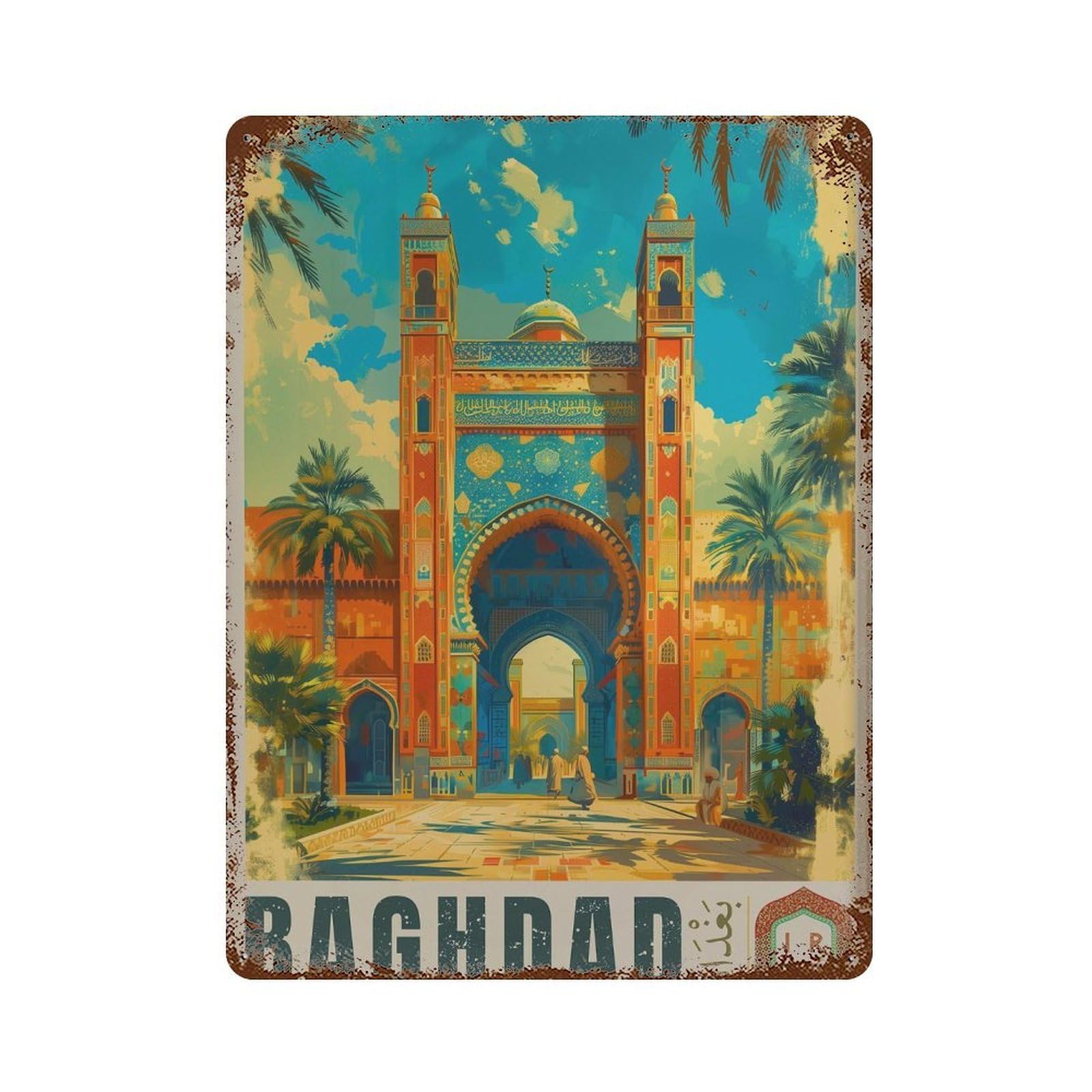 xiaoxiaoshen Baghdad Iraq Travel Middle East Wall Decor Art Metal Tin Poster Modern Home Decor Art Home Bar Shop Decorations Vintage Sign 40x30cm