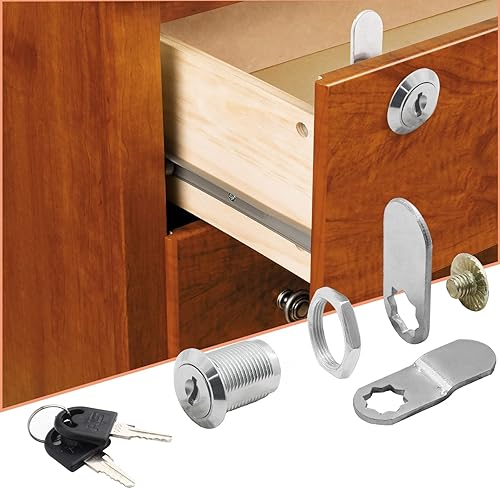 Miniatura 3 de Paquete de 3 cerraduras de leva para gabinete, 34 pulgadas con llaves, cilindro de repuesto con acabado cromado para RV, cerradura de cajón segura