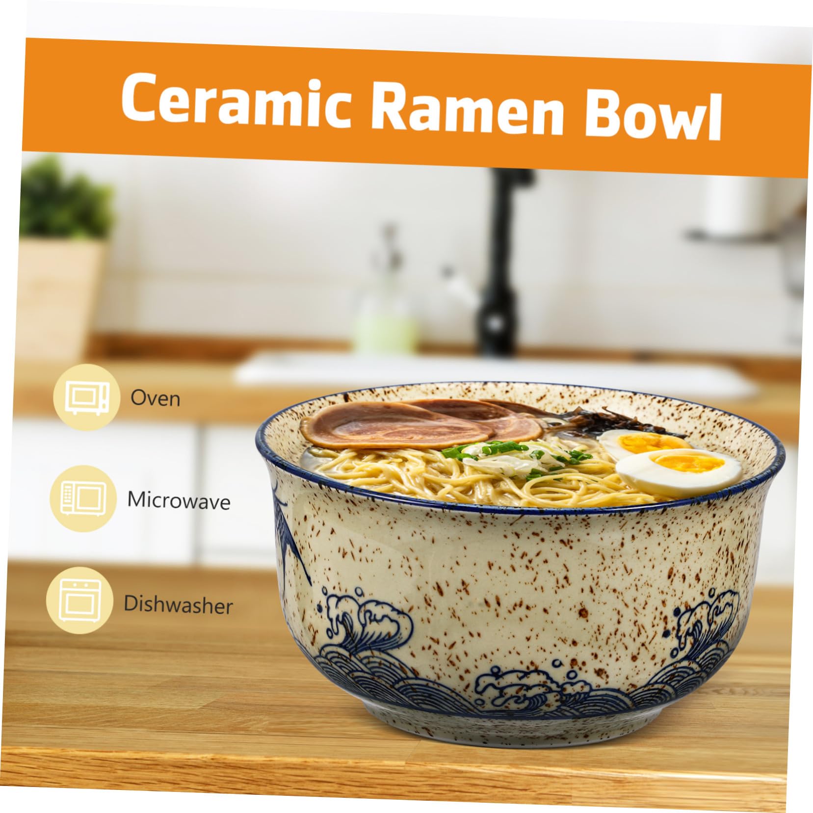 DOITOOL Ramen-schüssel-set aus Keramik mit Deckel Essstäbchen und Löffel für Suppen und Nudelgerichte Großes Fassungsvermögen und Wärmehaltung