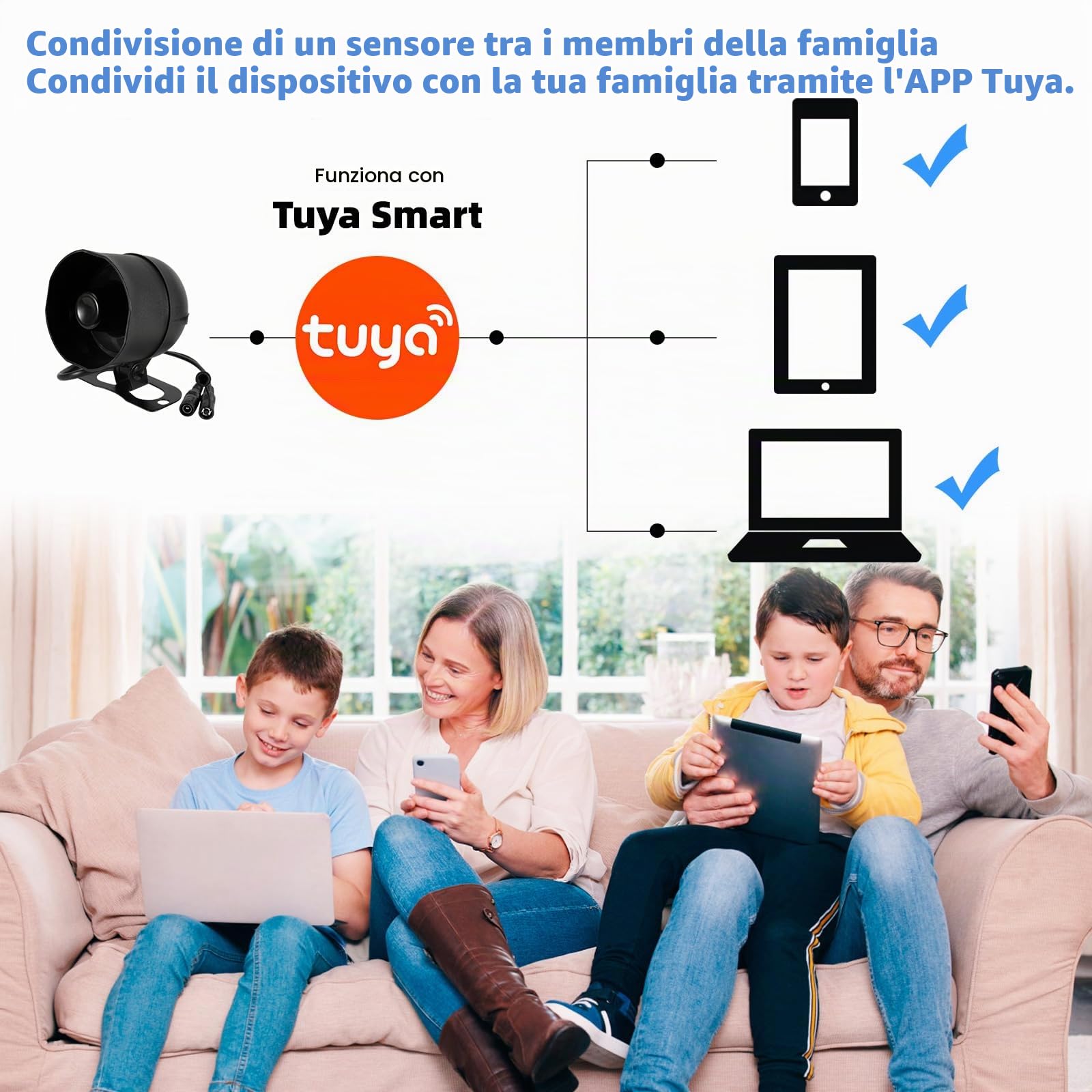 Sistema di allarme antifurto WiFi, sensore per porte e finestre, sistema di sicurezza domestica, antifurto 120 dB, allarme intelligente con sensore magnetico con notifica gratuita APP e telecomando