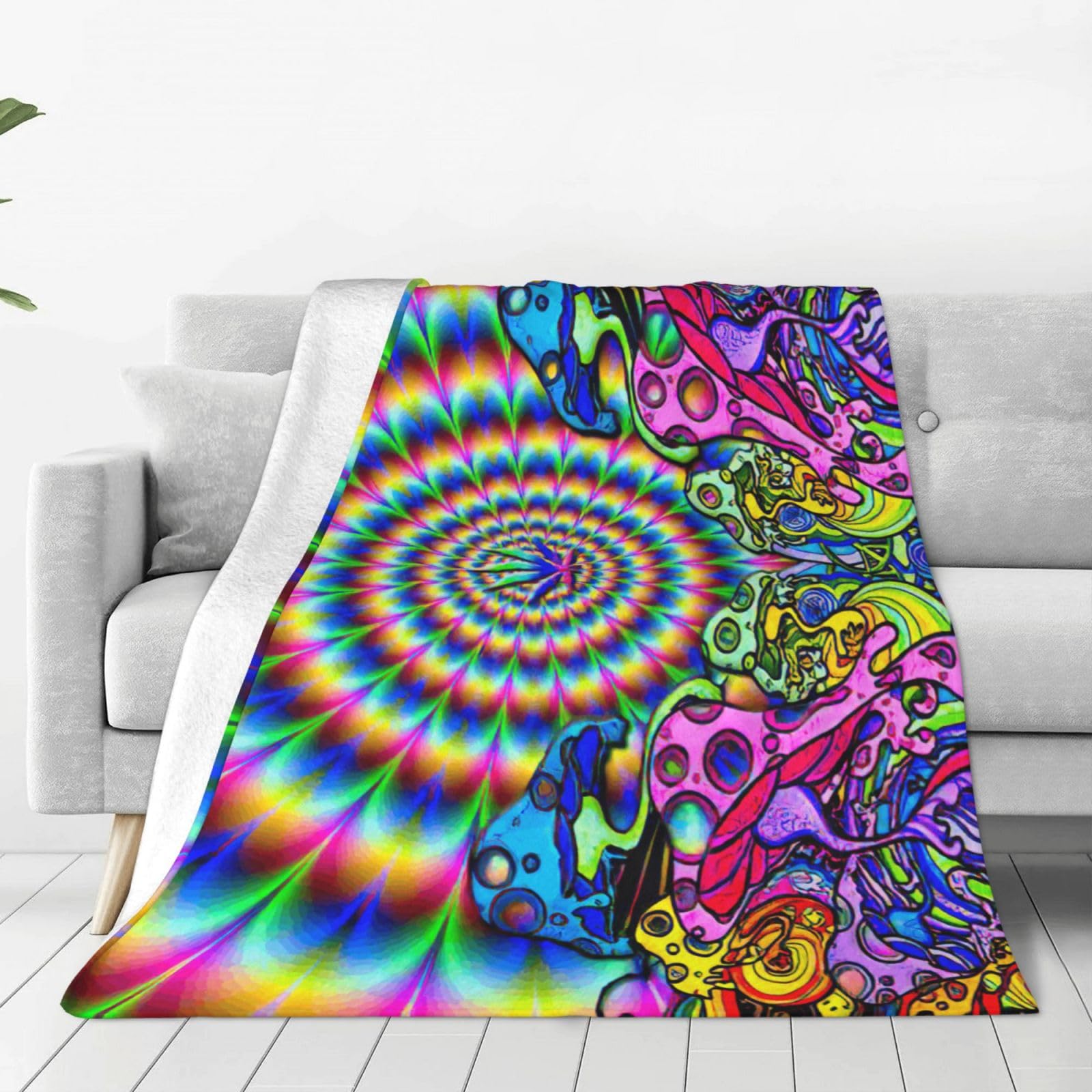 Couverture polaire douce plaid mandala imprimé champignon