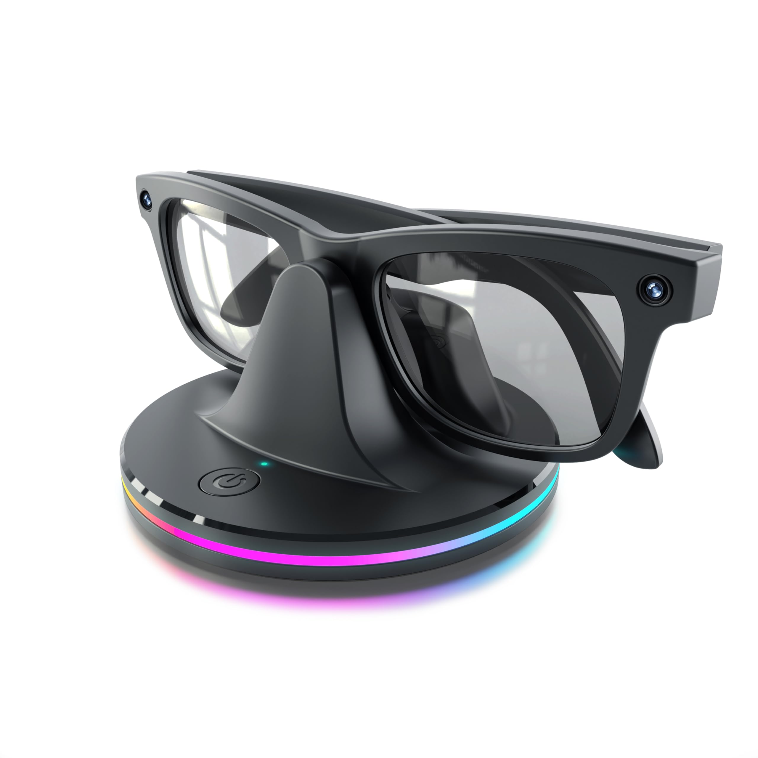 Stazione di ricarica per occhiali Ray-Ban Meta, nero | Compatibile con Wayfarer, Skyler, Headliner e Oakley HSTN, indicatore LED, illuminazione ambientale, cavo USB
