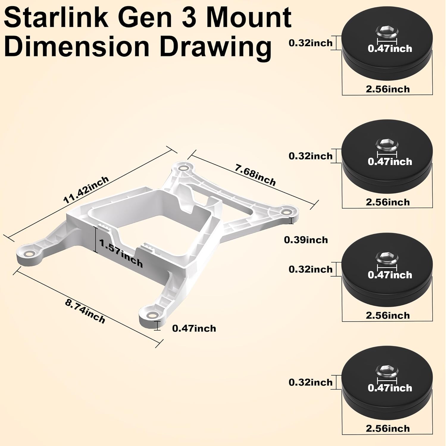 Starlink Gen 3 Mount,Flat Starlink gen 3 Magnetic Car Mount,Easy Installation for RVs, Campervan,Boat Metal Surface (White)