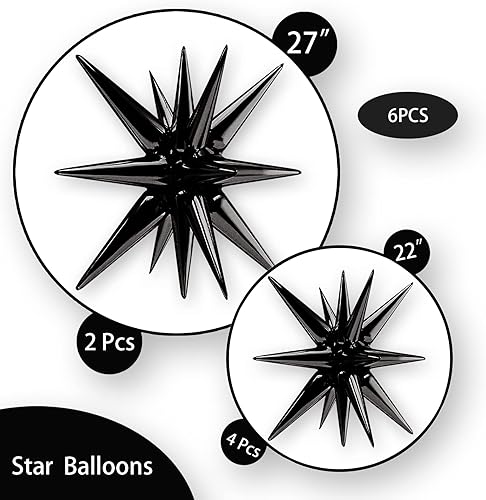 Miniatura 9 de BlingABC Globos de papel de aluminio con forma de estrella de explosión dorada, 6 unidades, globos mágicos de cono de 14 puntos, grandes para bodas,