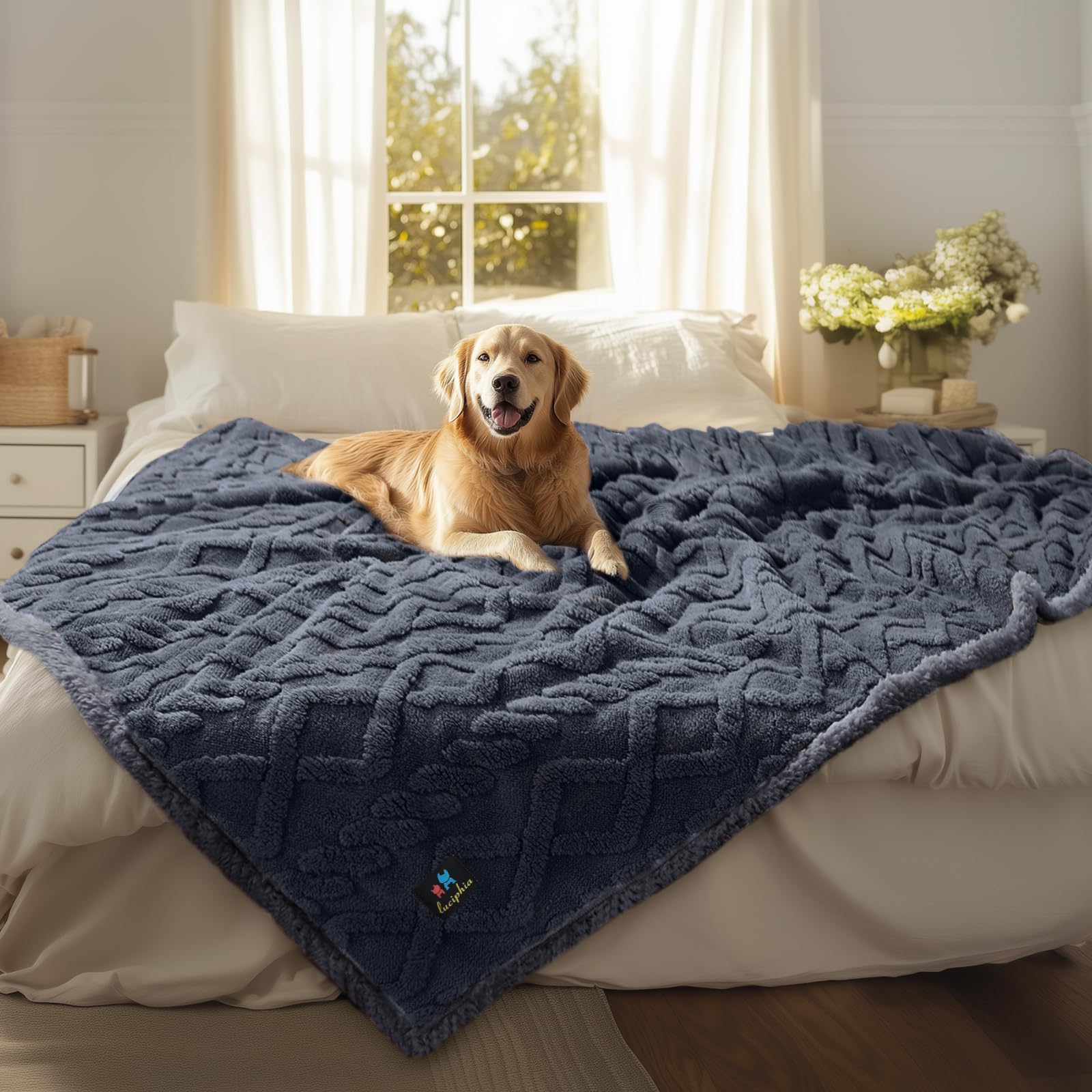 Waterproof Pet Blanket, Liquid Pee Proof Dog Blanket for Sofa Bed Couch, Reversible Sherpa Fleece Furniture Protector Cover for Small Medium Large Dogs Cats,Dark Grey X-Large（85" x 57"） — image 1