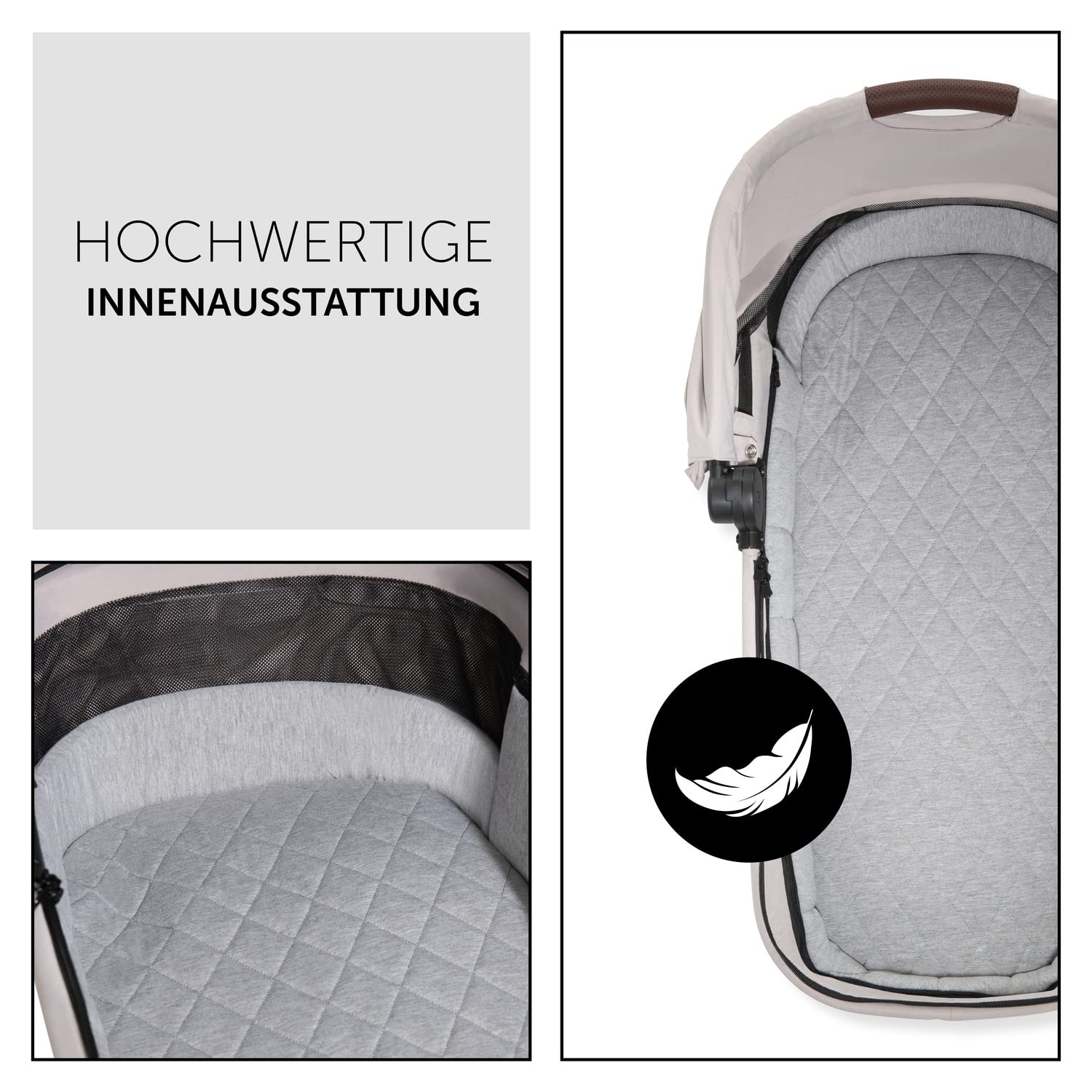 Capazo Premium Hauck Walk N Care Para Recién Nacidos Hasta 9 Kg - Con Ventana Panorámica, Protección UV 50+